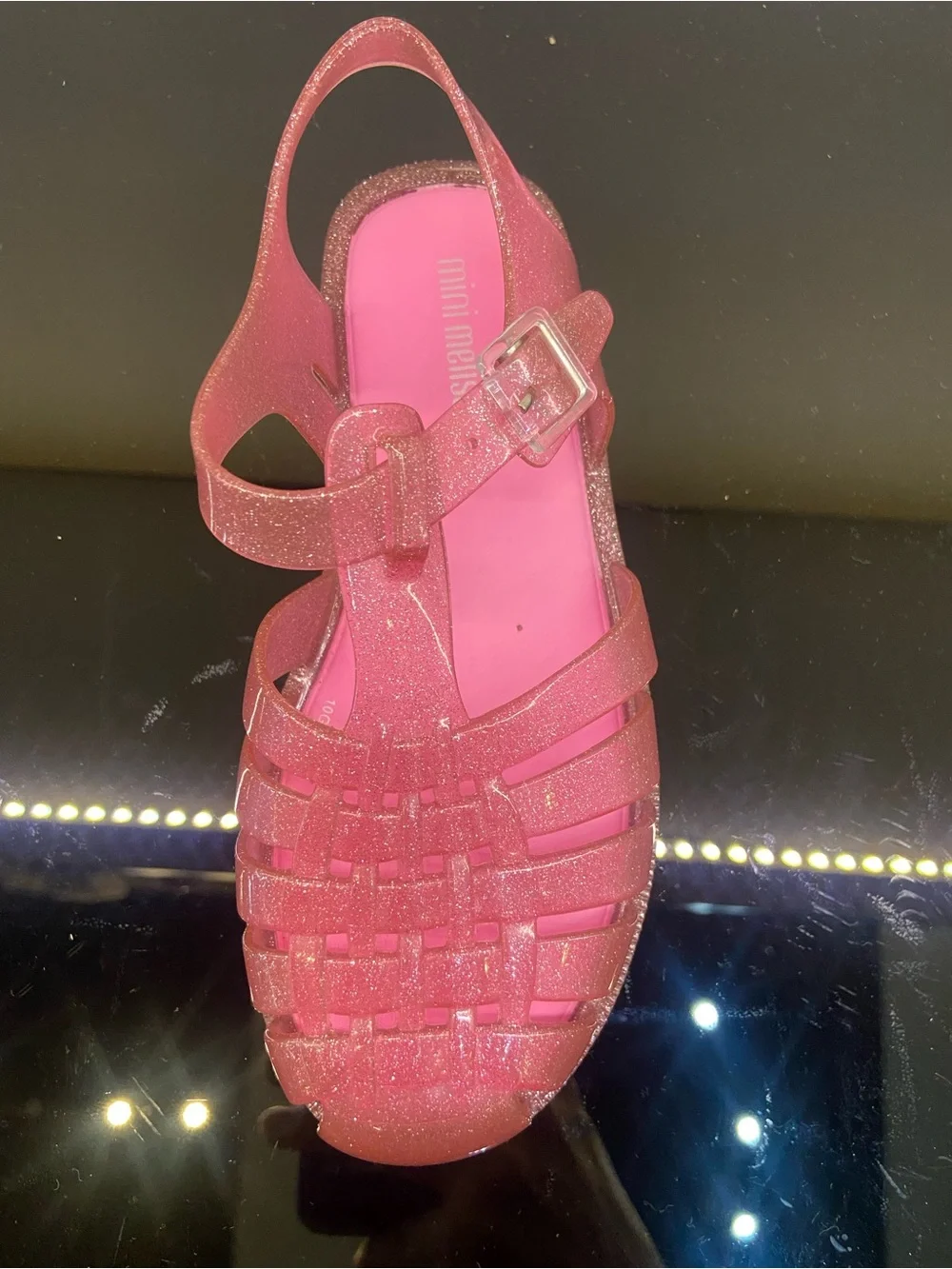 Mini Melissa Pink Glitter Jelly Sandals
